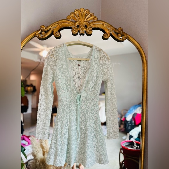 Free people Petra seafoam green lace mini dress nwot Xs - Picture 2 of 2